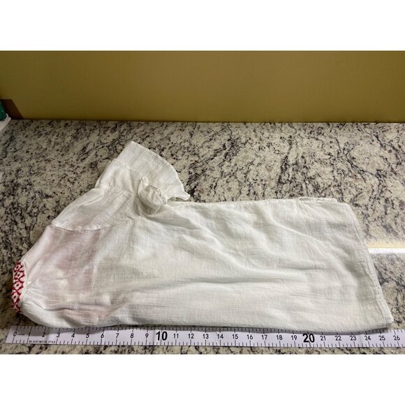 Liz Claiborne Boho Chic White  Red Embroidered Tassel Peasant Blouse - Picture 7 of 7